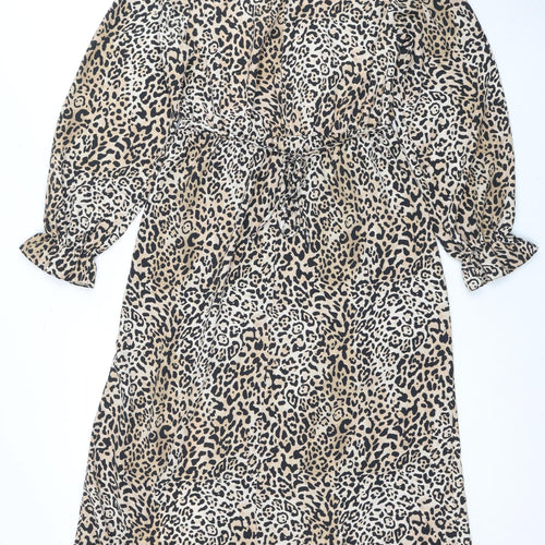 New Look Women's Beige Animal Print Dress Size 10