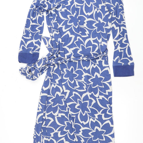 Boden Women's Blue Floral Wrap Dress 8L Long Sleeve