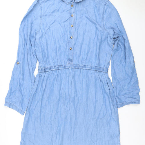 Avenue Women's Blue Shirt Dress Size 12 Long Sleeve