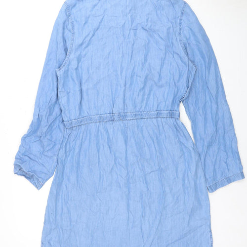 Avenue Women's Blue Shirt Dress Size 12 Long Sleeve