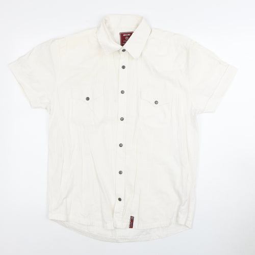 Jack & Jones Men's White Casual Short Sleeve Shirt