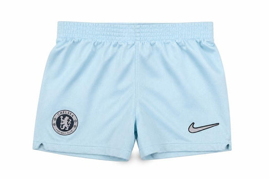 Front view of Nike unisex baby blue shorts 12-18 months sports elastic waist