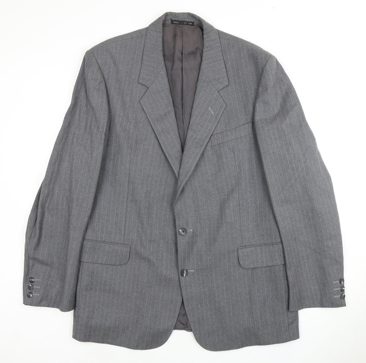 Dunn & Co Men's Grey Wool Blazer, Size 44, Classic Fit