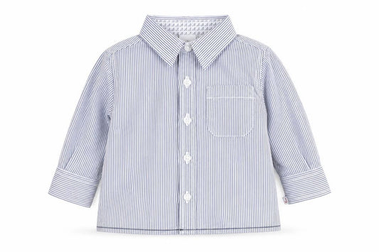 Front view of Debenhams unisex baby white striped dress shirt 6-9 months