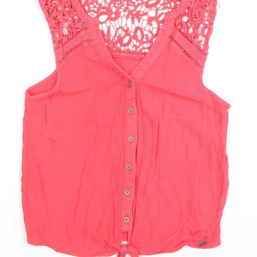 Superdry Women's Pink Crochet Crop Blouse XS