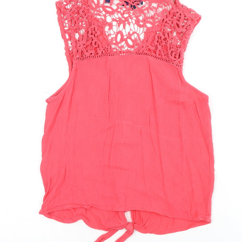 Superdry Women's Pink Crochet Crop Blouse XS