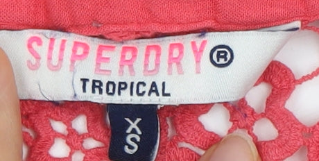 Superdry Women's Pink Crochet Crop Blouse XS