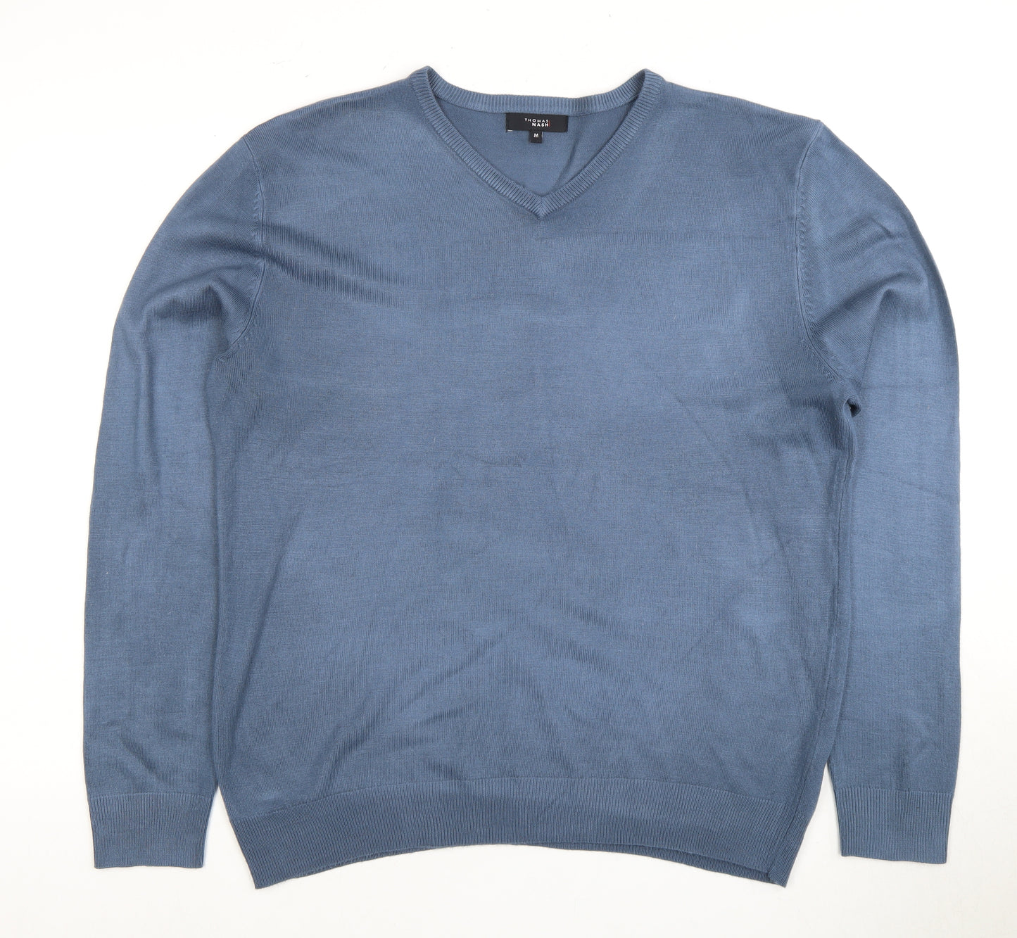 Thomas Nash Men's Blue V-Neck Pullover Jumper M
