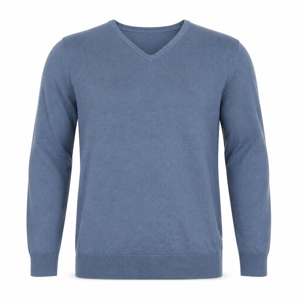 Front view of Thomas Nash Men's Blue V-Neck jumper M