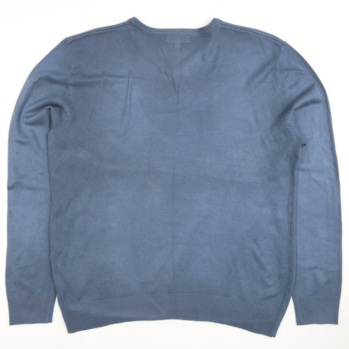Thomas Nash Men's Blue V-Neck Pullover Jumper M