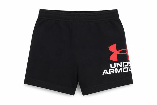 Front view of Under Armour unisex toddler black active shorts 12-18 months