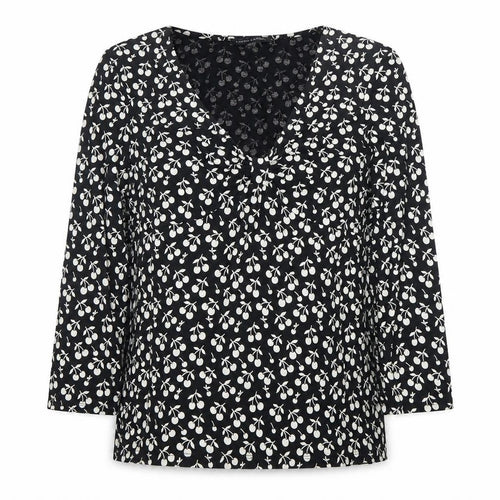 Laura Ashley Women's Black Floral V-Neck Blouse Size 12