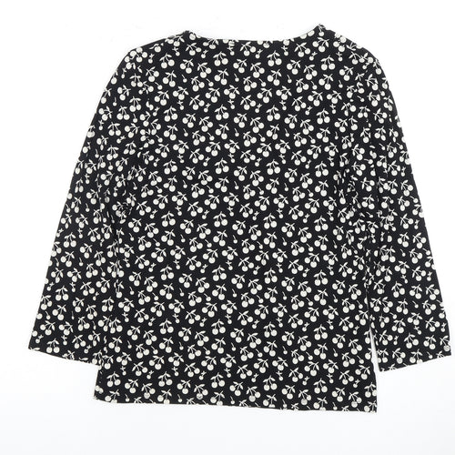Laura Ashley Women's Black Floral V-Neck Blouse Size 12