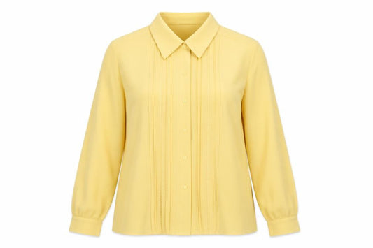 Front view of Alexon Women's Yellow Blouse, size 12, Button Accents