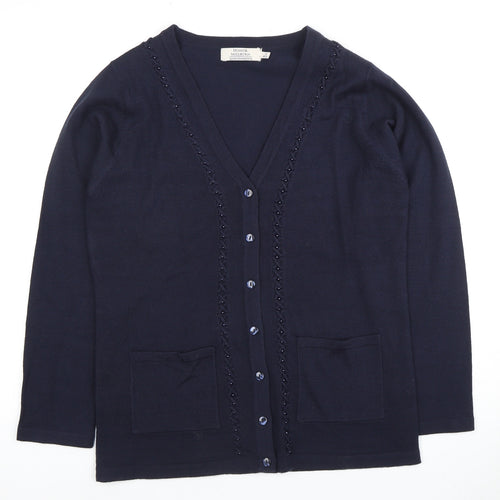 Honor Millburn Women's Blue V-Neck Cardigan S