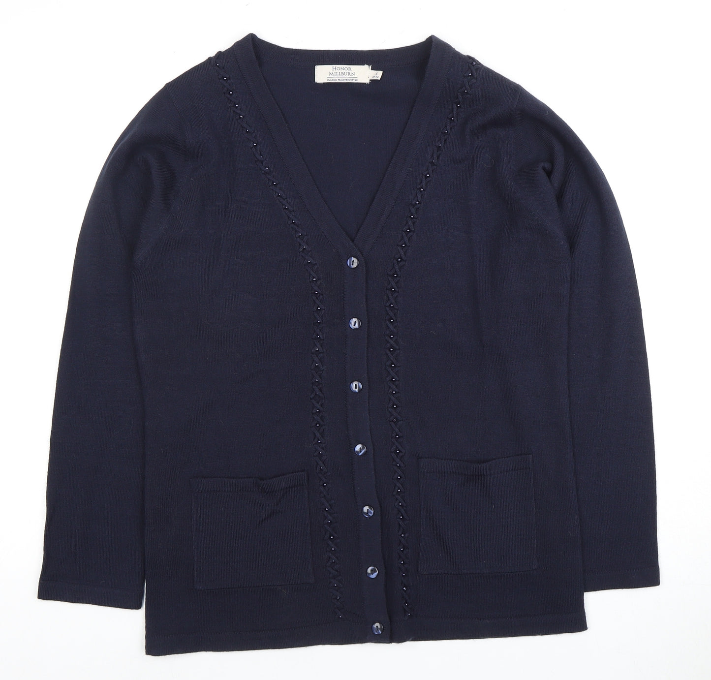 Honor Millburn Women's Blue V-Neck Cardigan S