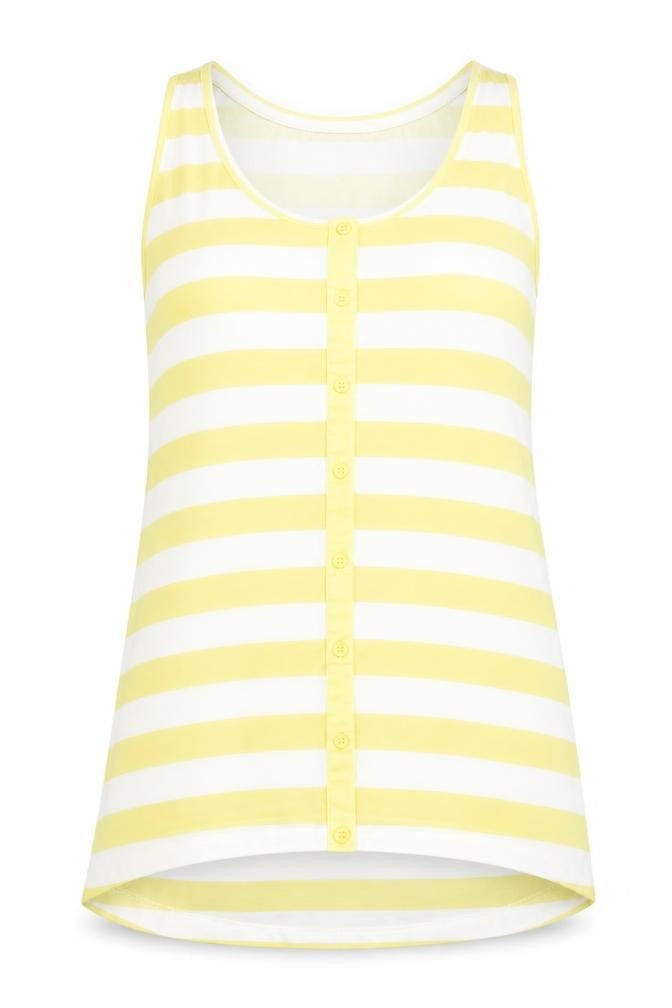 Front view of Jacqueline de Yong Women's Yellow Striped Tank, Small
