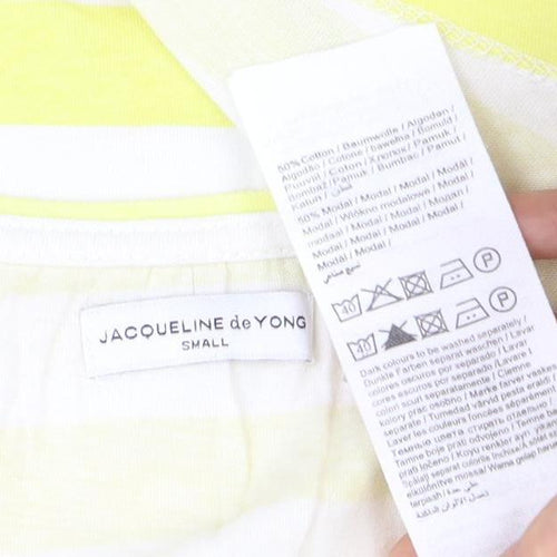 Jacqueline de Yong Women's Yellow Striped Tank, Small