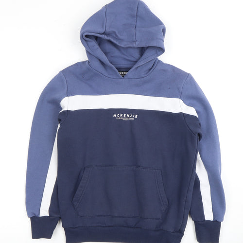 McKenzie Boys Blue Pullover Hoodie M Logo Colourblock Style
