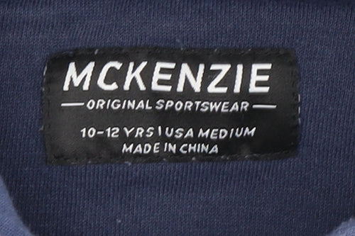 McKenzie Boys Blue Pullover Hoodie M Logo Colourblock Style