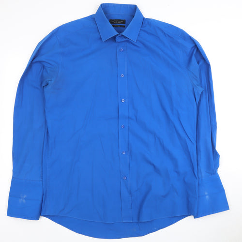 Dehavilland Men's Blue Long Sleeve Dress Shirt 42