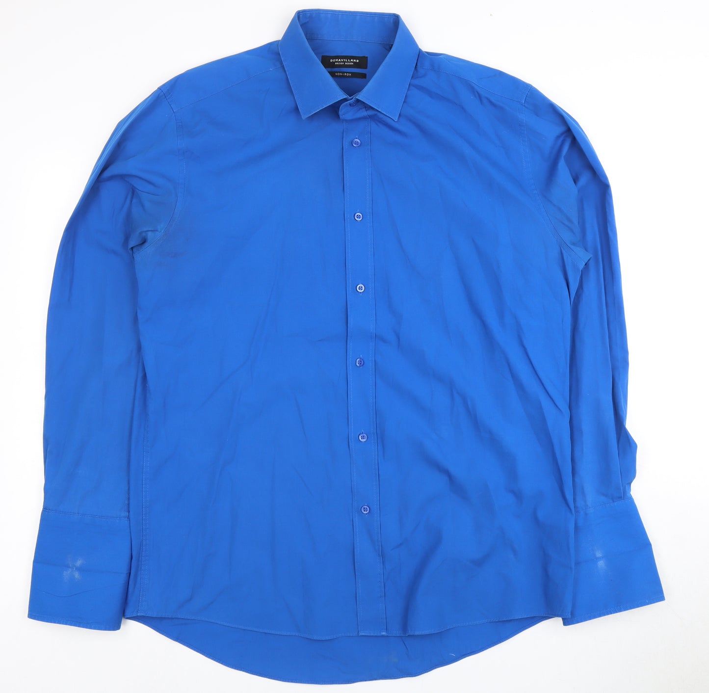 Dehavilland Men's Blue Long Sleeve Dress Shirt 42