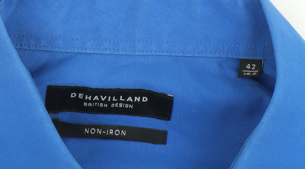 Dehavilland Men's Blue Long Sleeve Dress Shirt 42