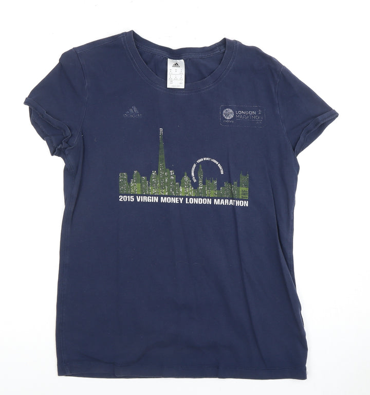 Adidas Women's Blue Marathon T-Shirt, Size M, Sports Casual