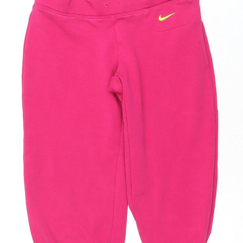 Nike Girls Pink Trousers 12-13 Years Cotton Blend Activewear