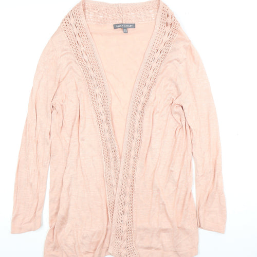 Laura Ashley Women's Pink Open Front Cardigan Size 10