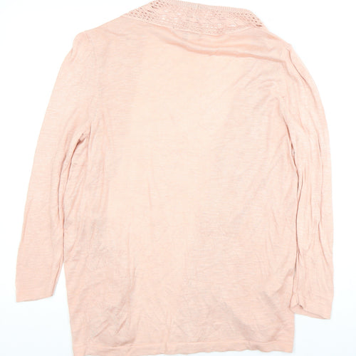 Laura Ashley Women's Pink Open Front Cardigan Size 10