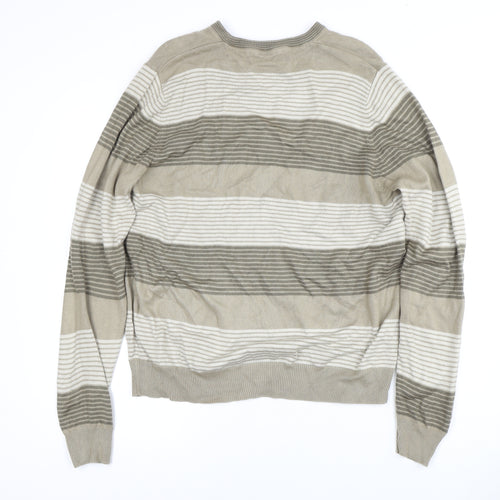 Marks and Spencer Men's Beige Striped Pullover Jumper M