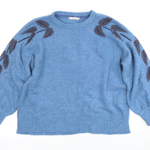 Forget-Me-Not Women's Blue Floral Jumper, Size 12, Crew Neck