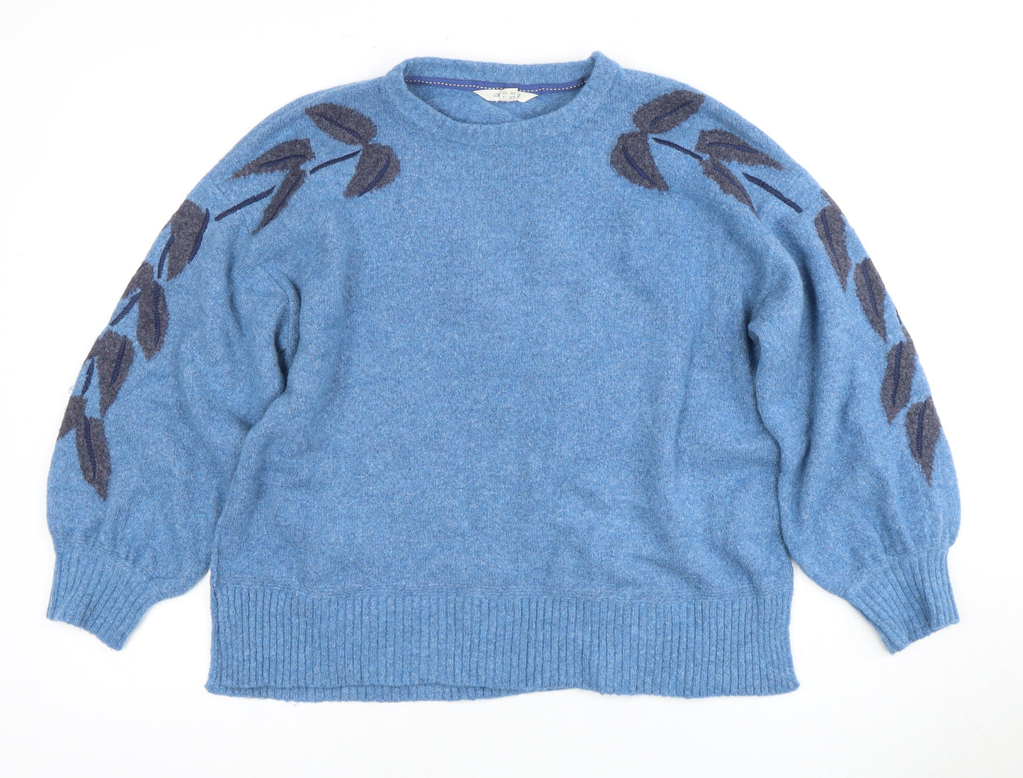 Forget-Me-Not Women's Blue Floral Jumper, Size 12, Crew Neck