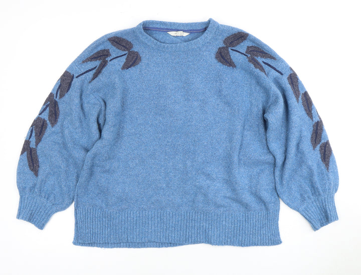 Forget-Me-Not Women's Blue Floral Jumper, Size 12, Crew Neck