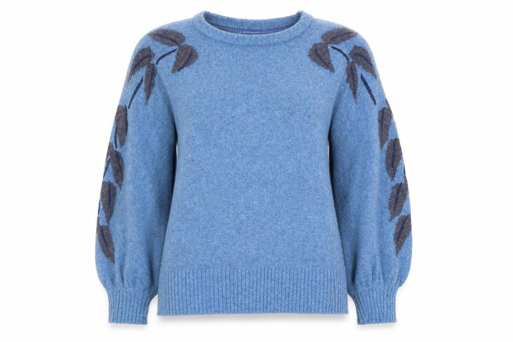 Forget-Me-Not Women's Blue Floral Jumper, Size 12, Crew Neck