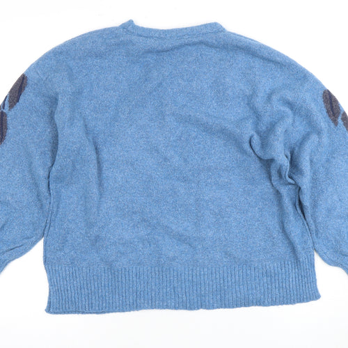 Forget-Me-Not Women's Blue Floral Jumper, Size 12, Crew Neck