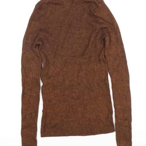 Marks and Spencer Women's Brown High Neck Knit Blouse