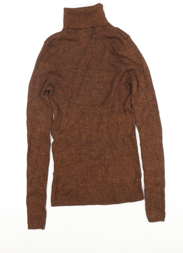 Marks and Spencer Women's Brown High Neck Knit Blouse