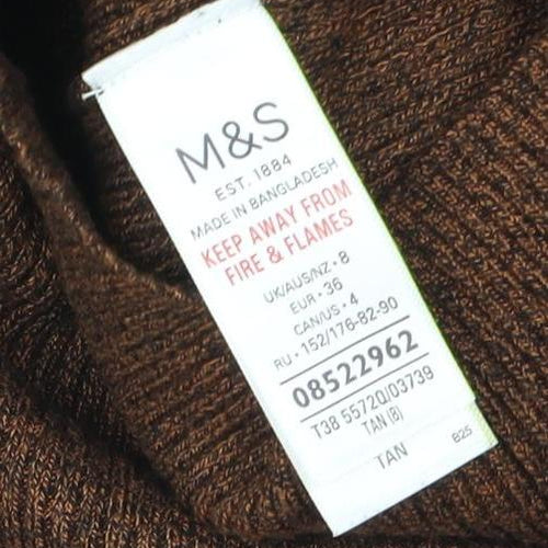 Marks and Spencer Women's Brown High Neck Knit Blouse