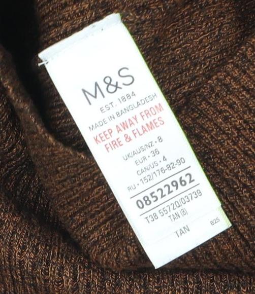 Marks and Spencer Women's Brown High Neck Knit Blouse