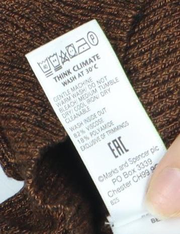 Marks and Spencer Women's Brown High Neck Knit Blouse