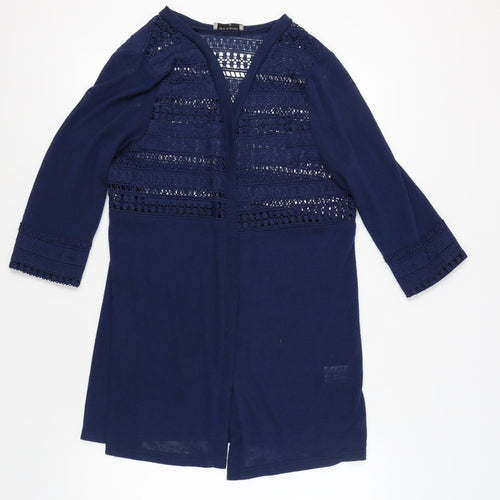 Bassini Women's Blue Open-Knit Cardigan, Size L