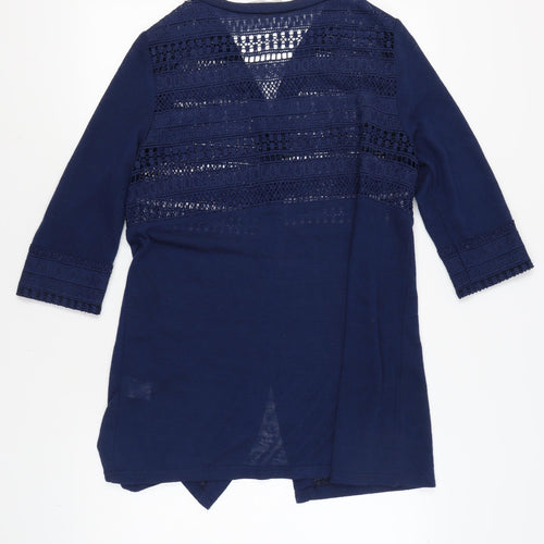 Bassini Women's Blue Open-Knit Cardigan, Size L