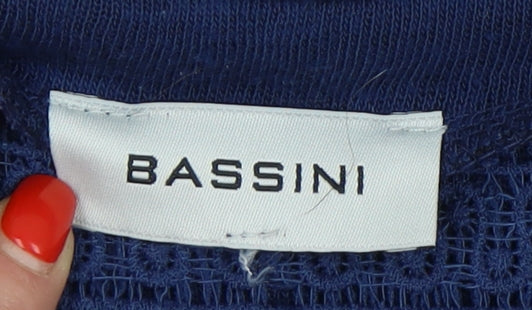 Bassini Women's Blue Open-Knit Cardigan, Size L