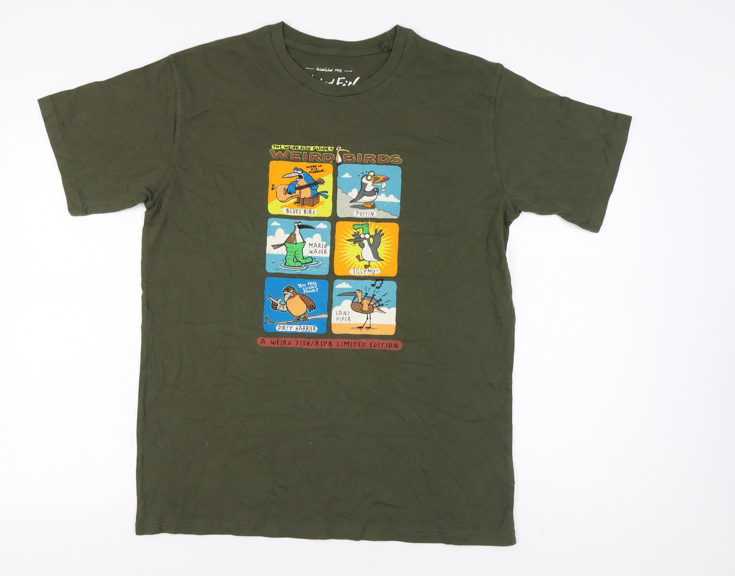 Weird Fish Men's Green Graphic T-Shirt, Size L, Limited Edition