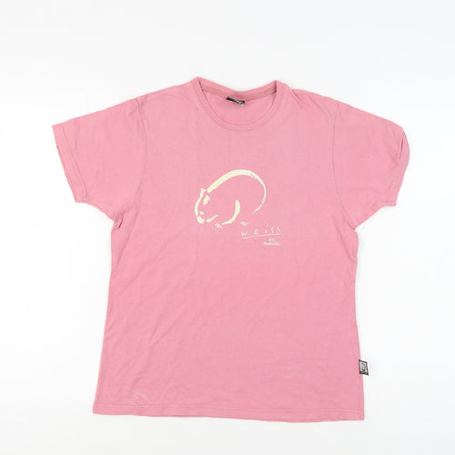 Weiss Women's Pink Cotton T-Shirt, Size L, Casual