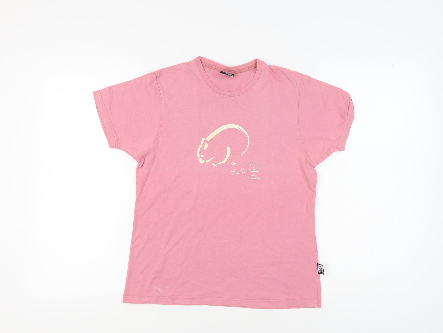 Weiss Women's Pink Cotton T-Shirt, Size L, Casual