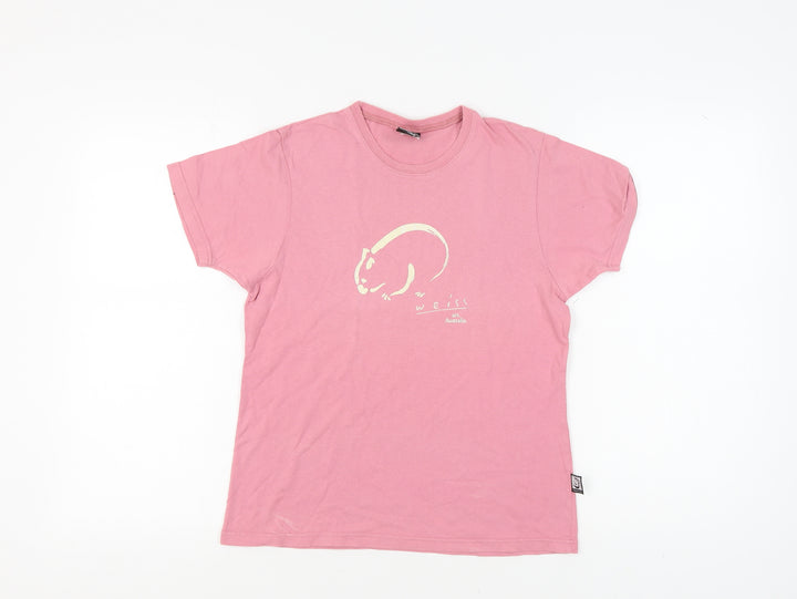 Weiss Women's Pink Cotton T-Shirt, Size L, Casual