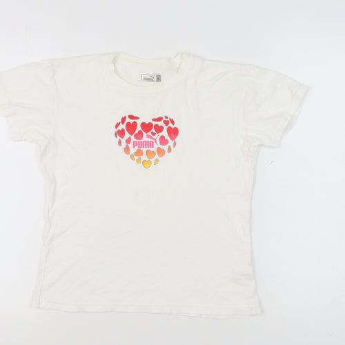Puma Women's White Heart T-Shirt M - Casual Comfort